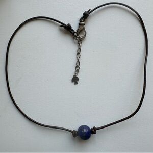 Vintage Peyote Bird Sterling Silver Lapis Lazuli Leather Cord necklace
